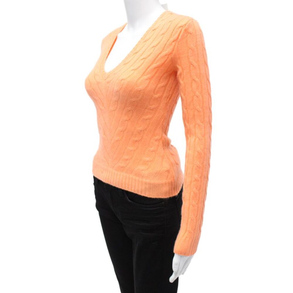 Ralph Lauren Womens Pullover V-Neck 100% Cashmere Orange Size XS